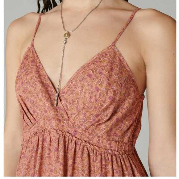 Lucky Brand Paisley Tiered Maxi Dress, XL, Coral - Picture 3 of 5